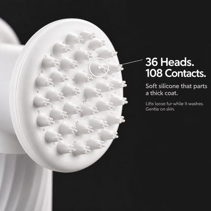 Automatic Foaming Dog & Cat Bath Brush with Shampoo Dispenser – USB Rechargeable