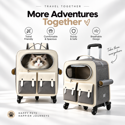 Foldable Rolling Pet Carrier with Trolley Handle