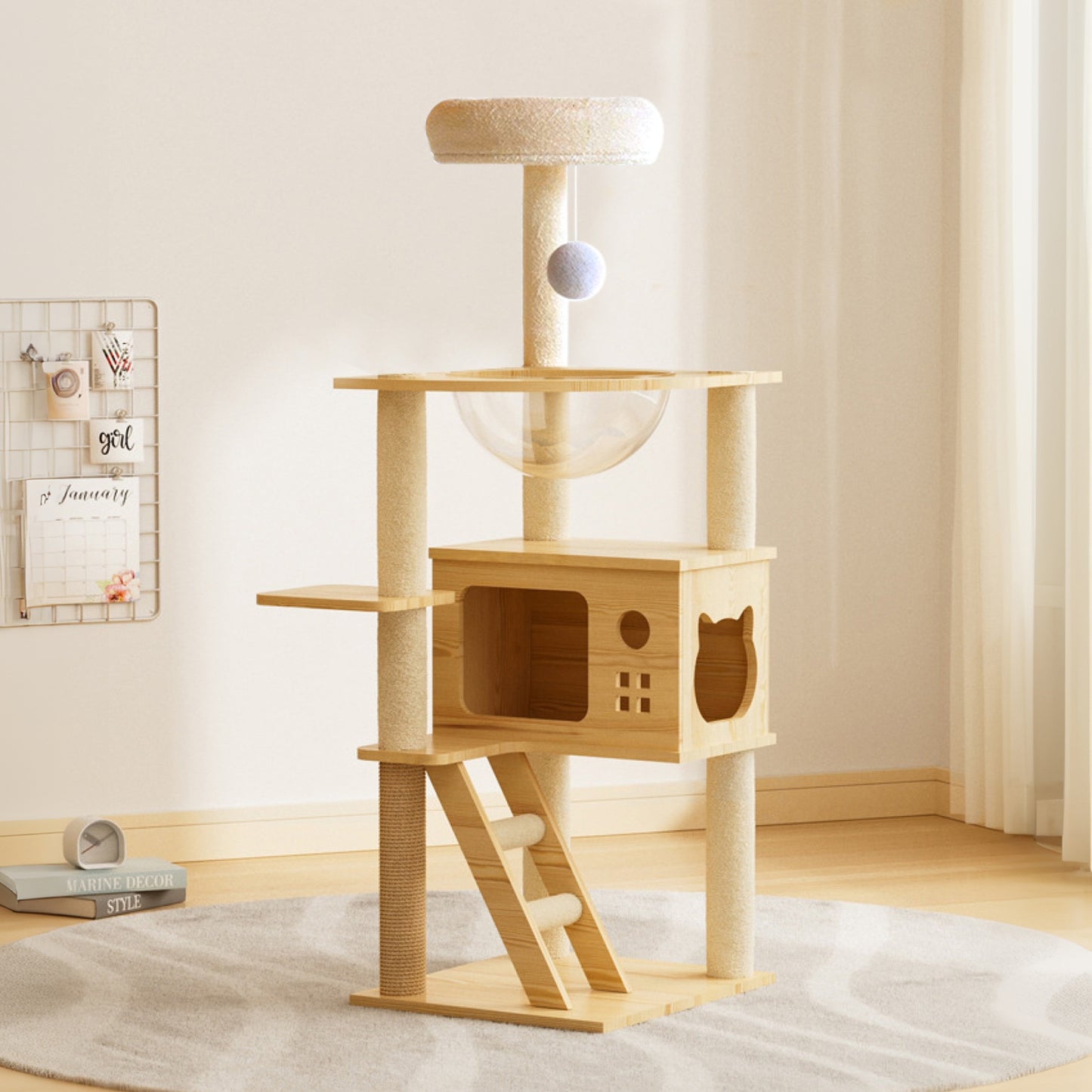 48.8" Modern Wood Cat Tower