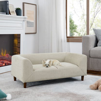 Pet Sofa with Backrest – Beige Linen