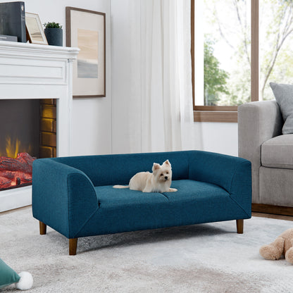 Pet Sofa with Backrest – Blue Linen