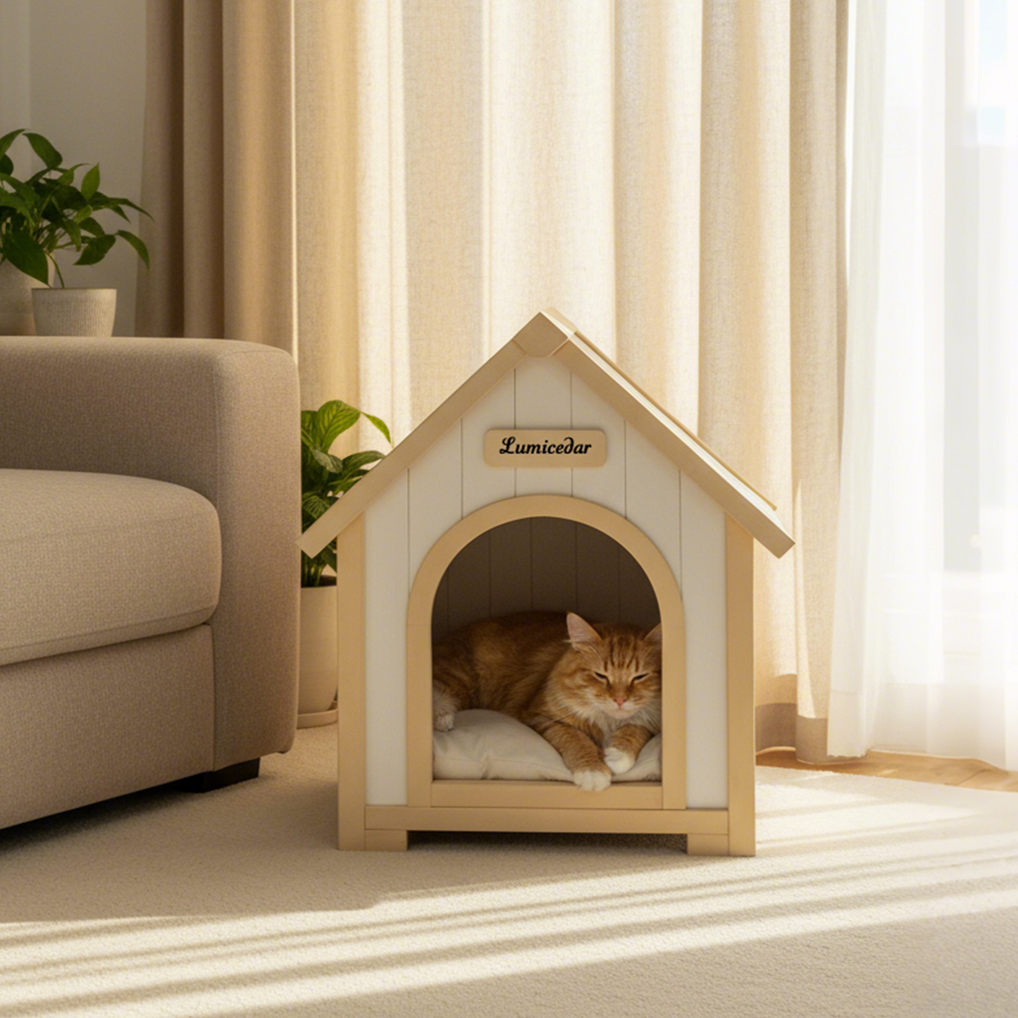 Wooden Dog House – Cedar, EVA Cushion