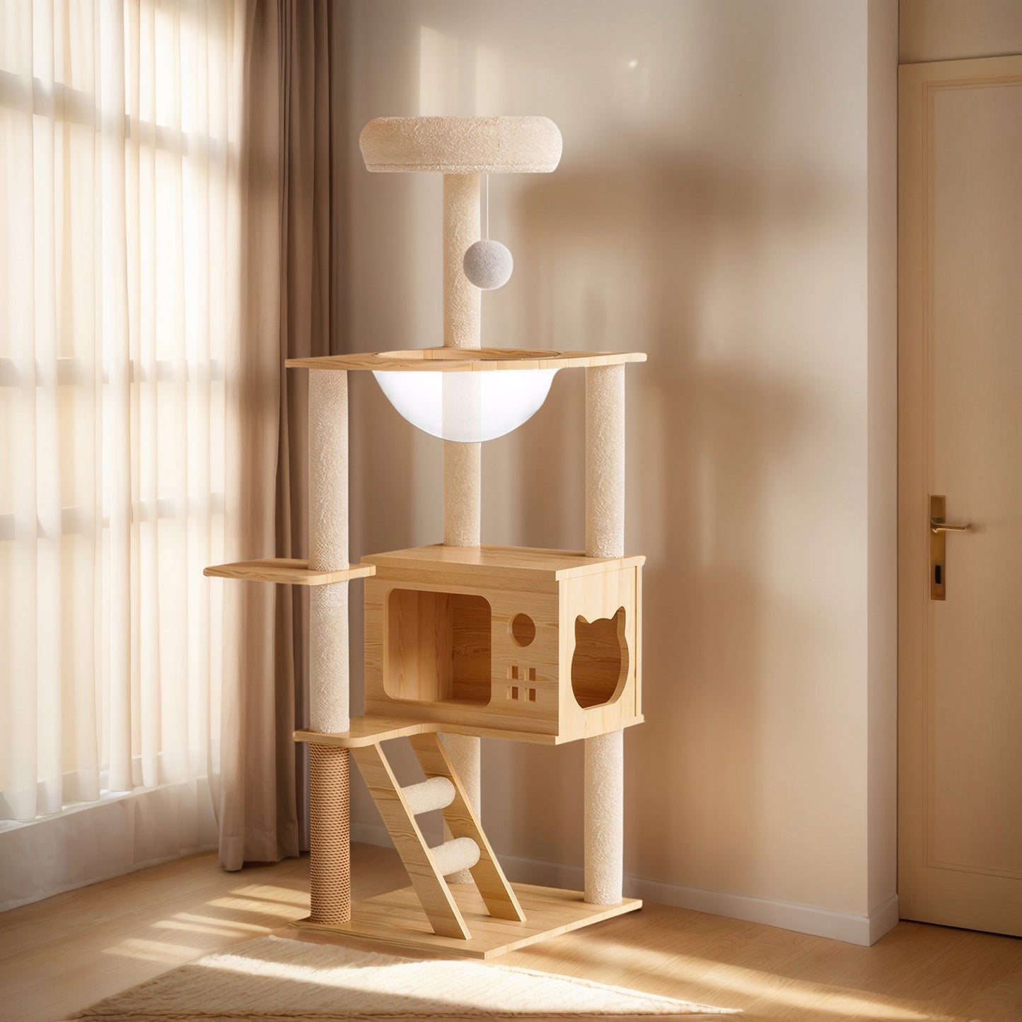 48.8" Modern Wood Cat Tower