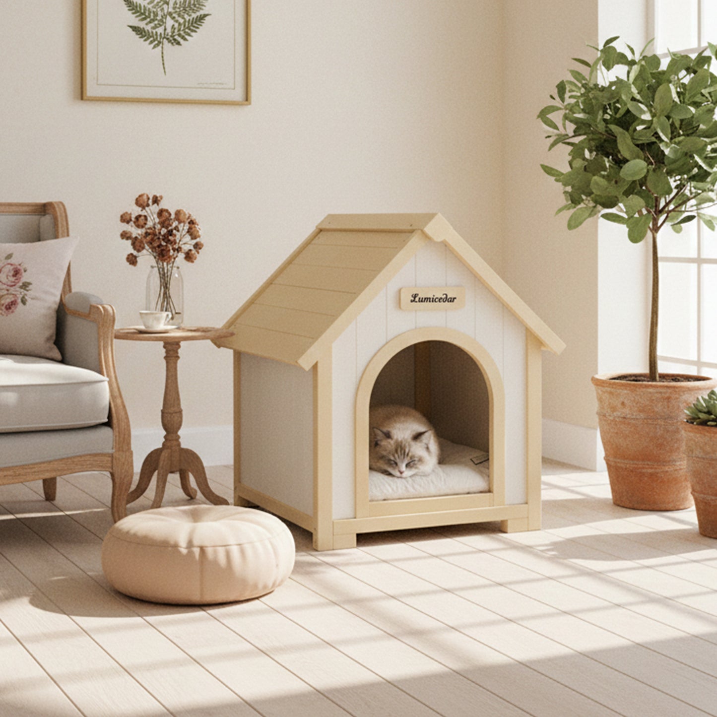 Wooden Dog House – Cedar, EVA Cushion