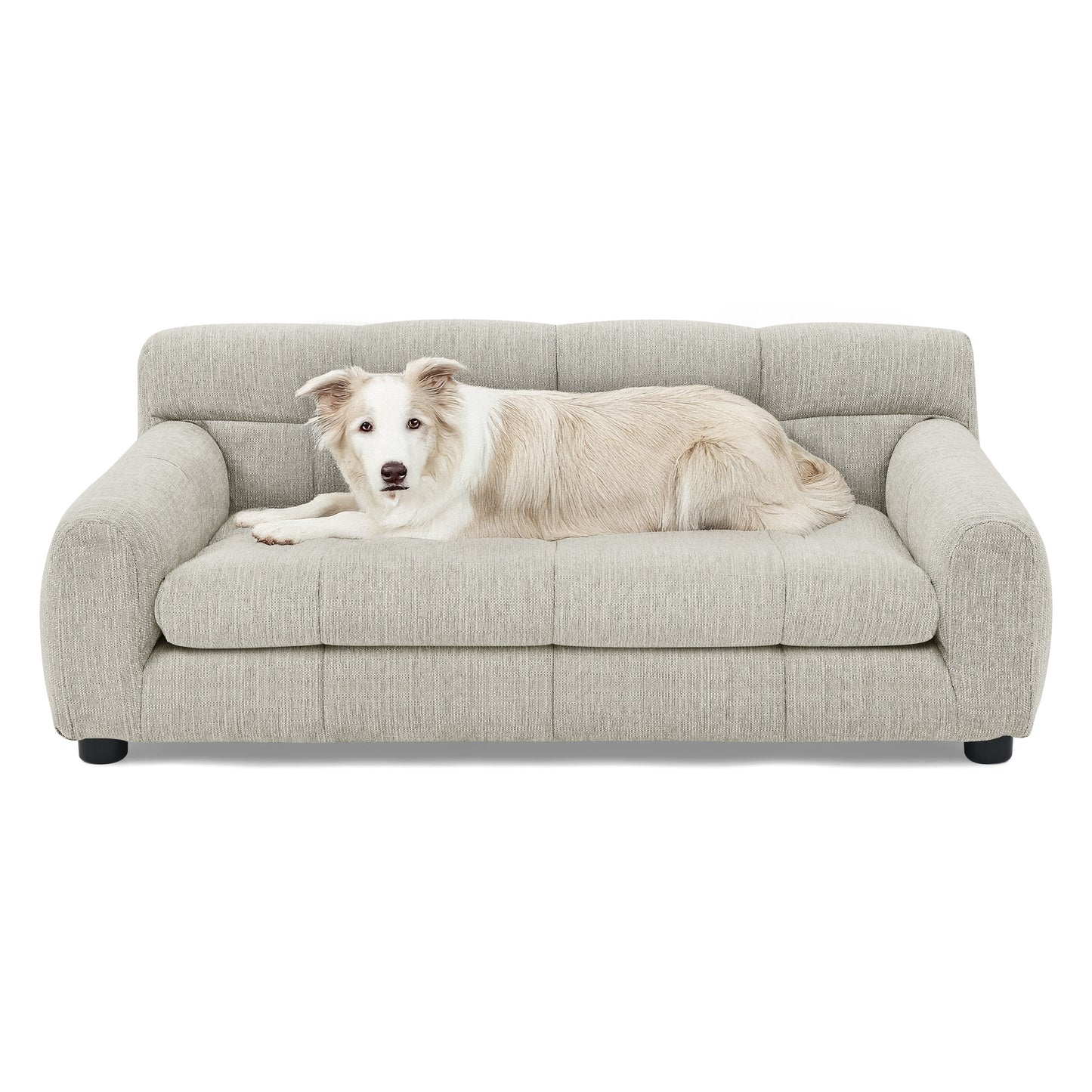 Large Dog Sofa with Backrest – Beige Linen
