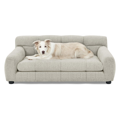 Large Dog Sofa with Backrest – Beige Linen