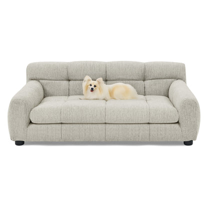 Large Dog Sofa with Backrest – Beige Linen