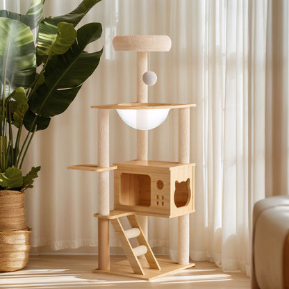 48.8" Modern Wood Cat Tower