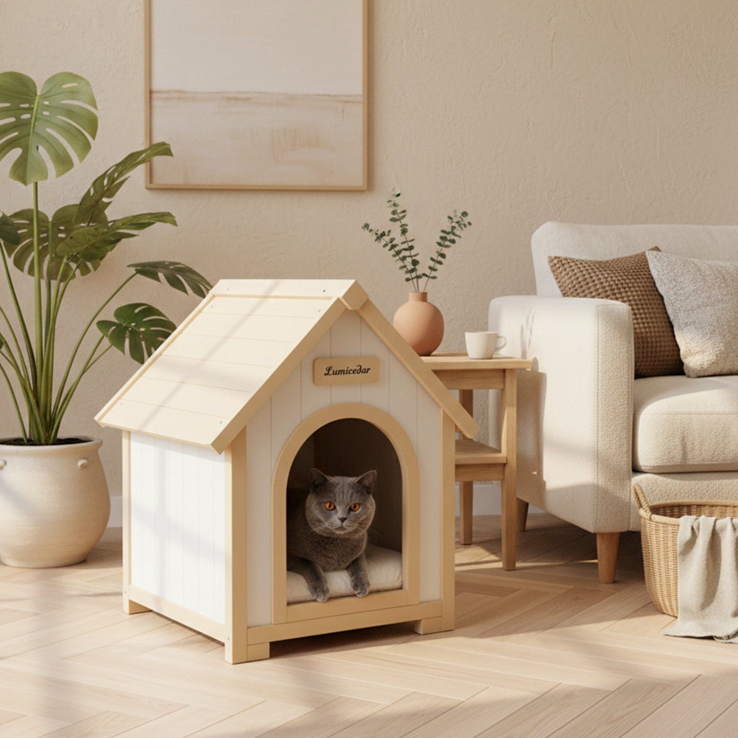 Wooden Dog House – Cedar, EVA Cushion