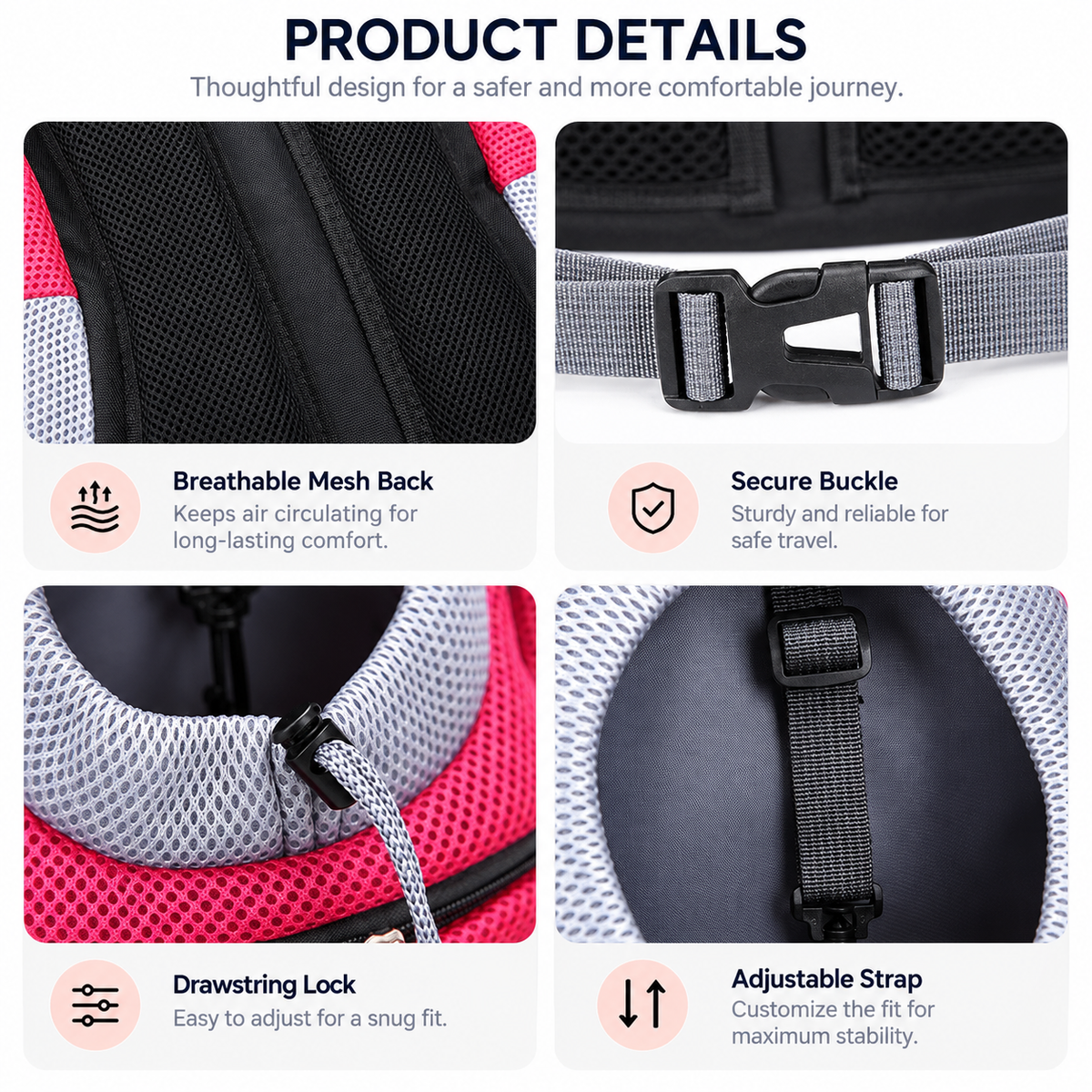 Lightweight Mesh Front-Facing Pet Backpack