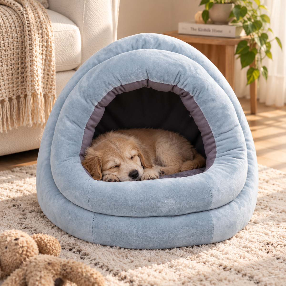Hooded Calming Dog & Cat Bed