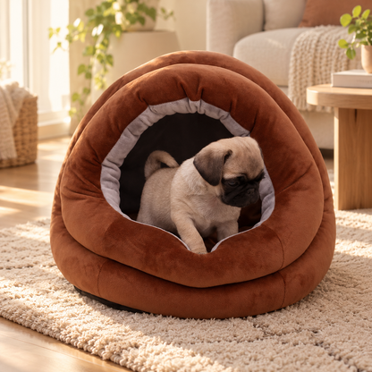Hooded Calming Dog & Cat Bed