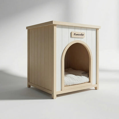 Wooden Dog House with Side Table – Cedar