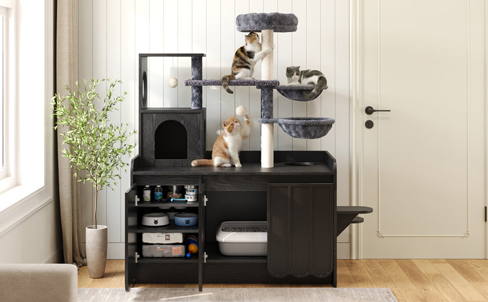 50.6" All-in-One Cat Tree – Black