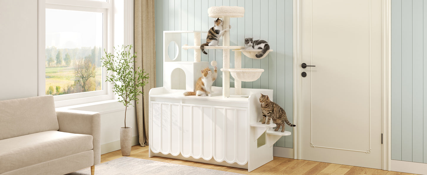 50.6" All-in-One Cat Tree – White