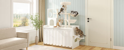 50.6" All-in-One Cat Tree – White