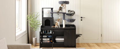 50.6" All-in-One Cat Tree – Black