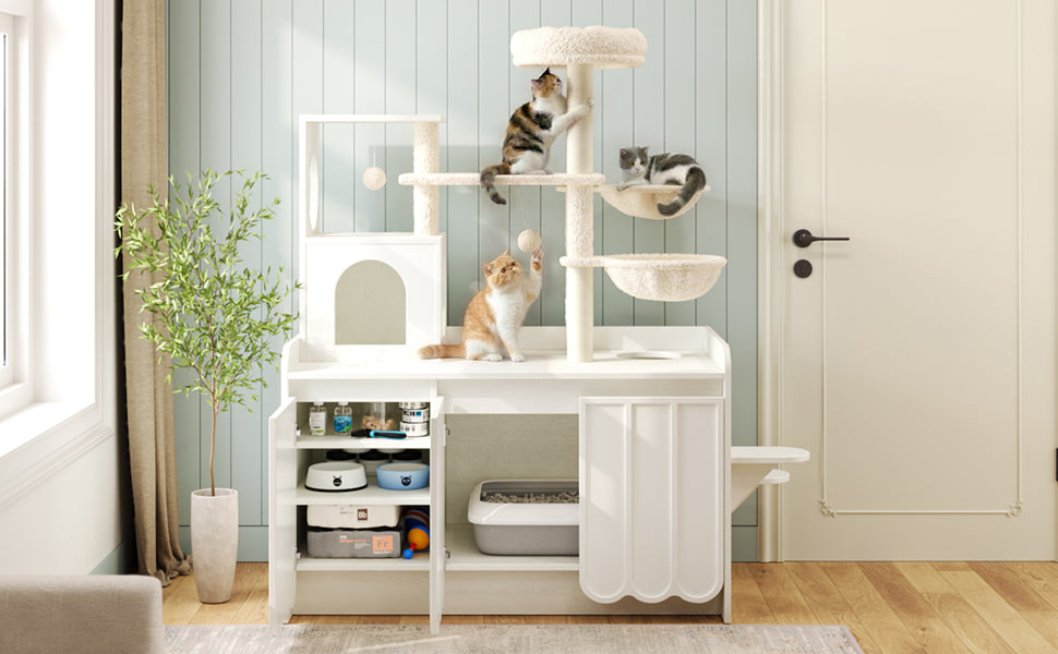 50.6" All-in-One Cat Tree – White
