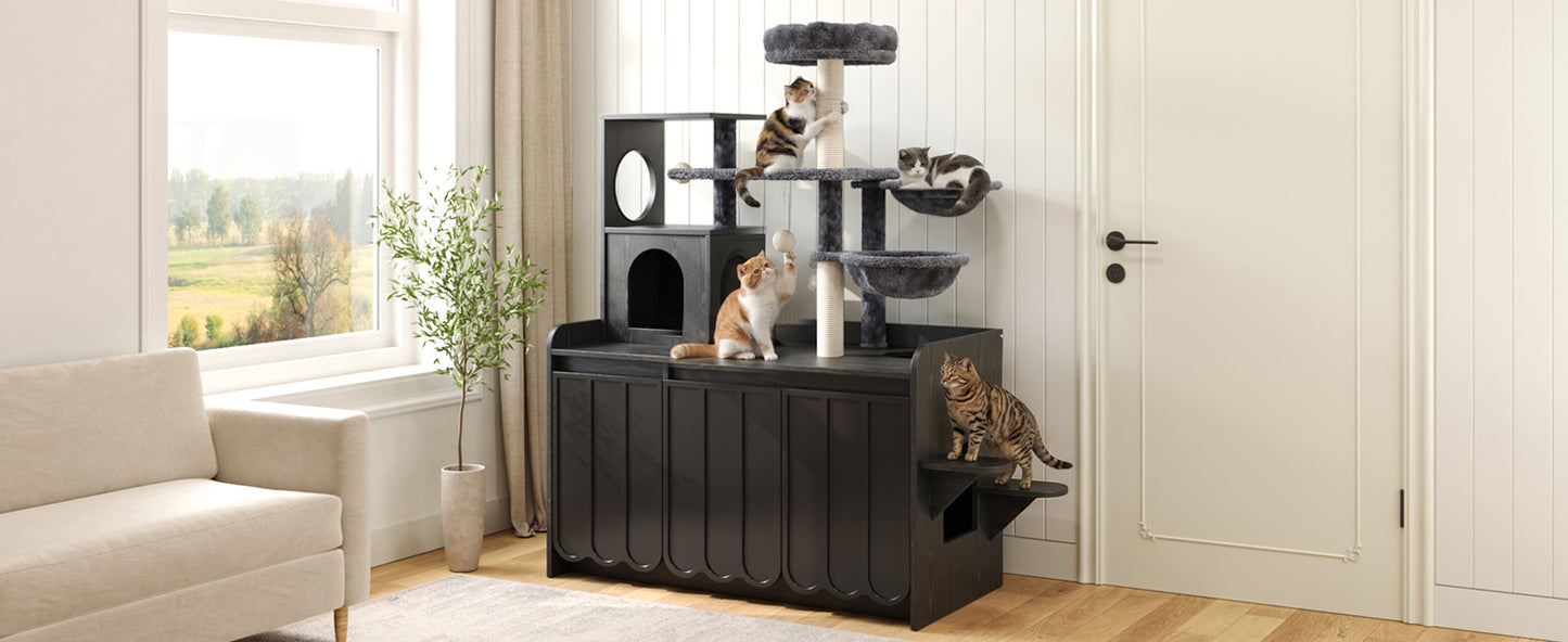 50.6" All-in-One Cat Tree – Black