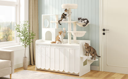 50.6" All-in-One Cat Tree – White
