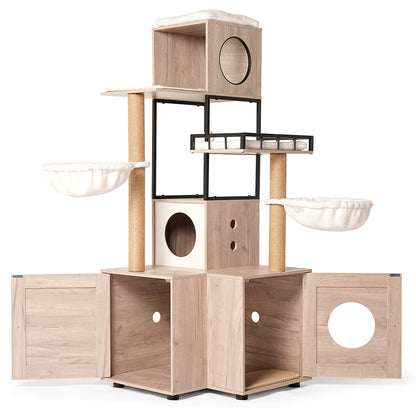 63" Multi-Functional Cat Tree with Litter Box
