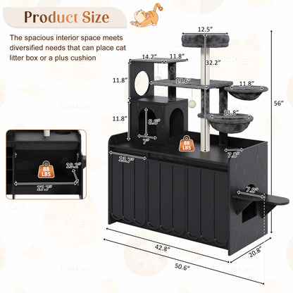 50.6" All-in-One Cat Tree – Black