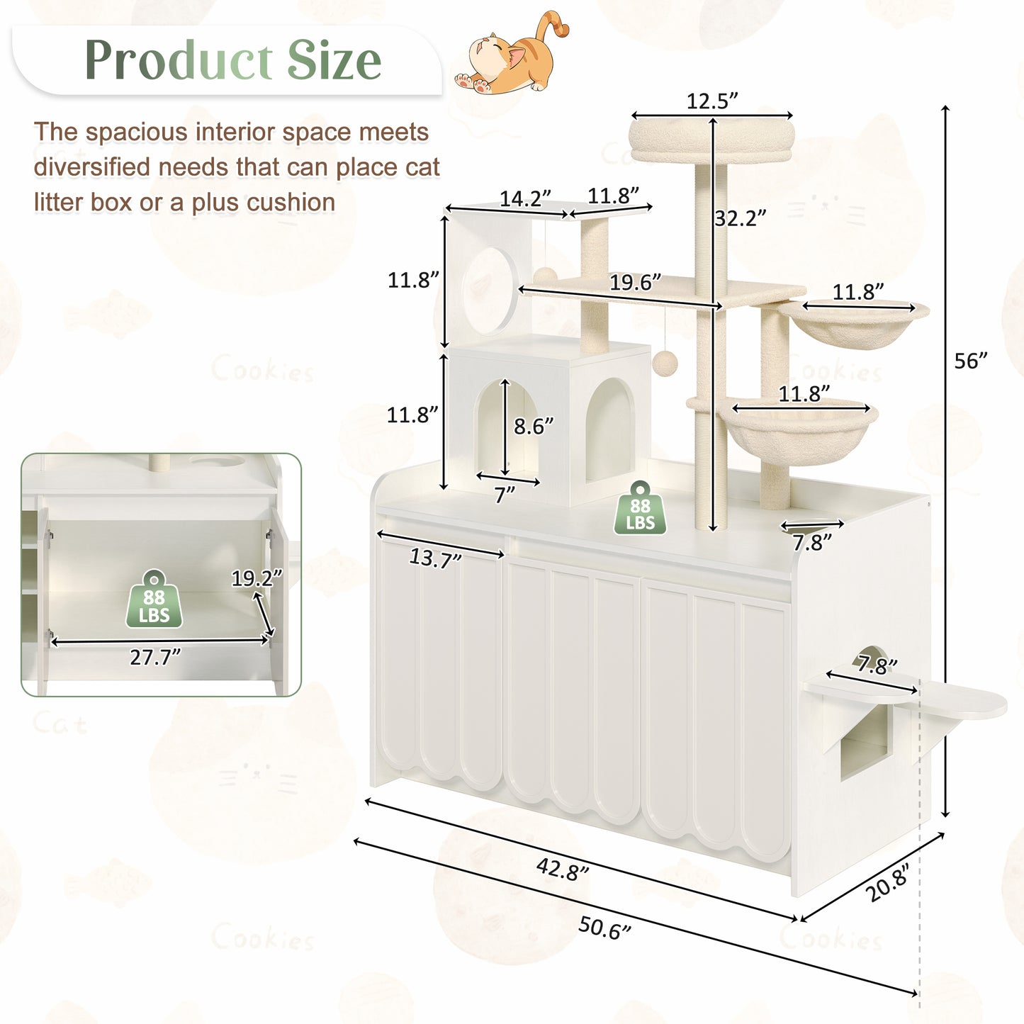 50.6" All-in-One Cat Tree – White