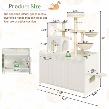 50.6" All-in-One Cat Tree – White