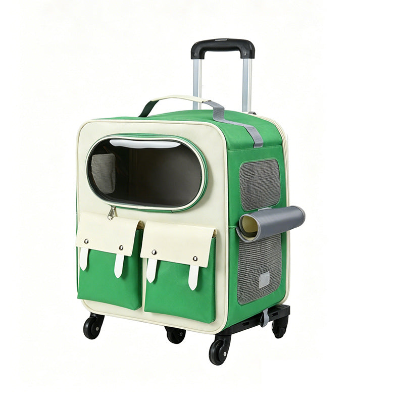 Foldable Rolling Pet Carrier with Trolley Handle