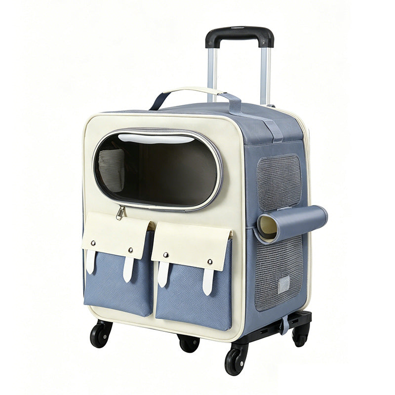 Foldable Rolling Pet Carrier with Trolley Handle