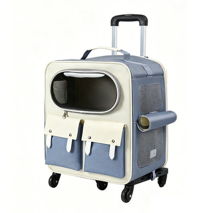 Foldable Rolling Pet Carrier with Trolley Handle
