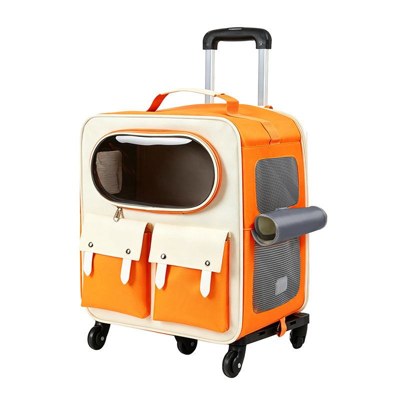 Foldable Rolling Pet Carrier with Trolley Handle