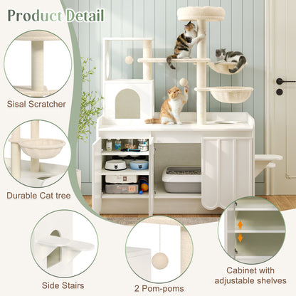 50.6" All-in-One Cat Tree – White