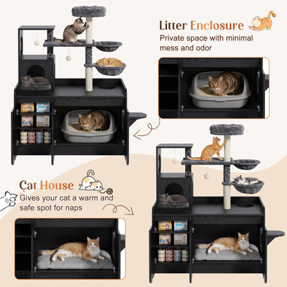 50.6" All-in-One Cat Tree – Black