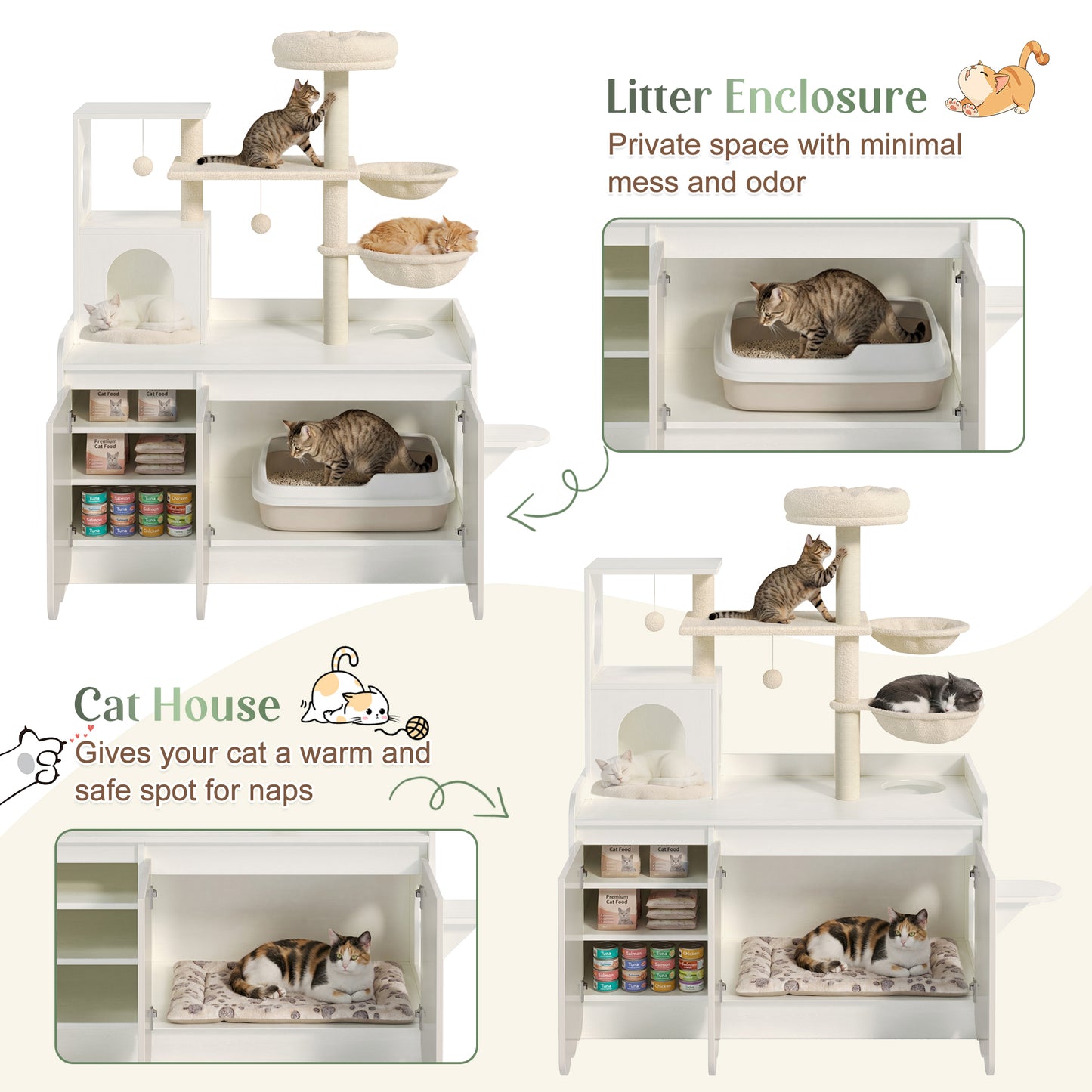 50.6" All-in-One Cat Tree – White