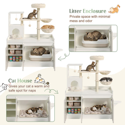 50.6" All-in-One Cat Tree – White