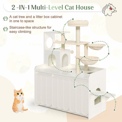 50.6" All-in-One Cat Tree – White